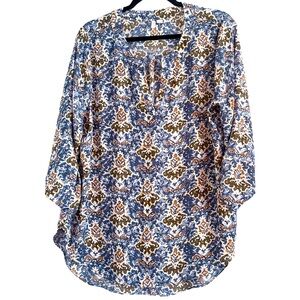 ☘️ 3/$17 Cato Floral Split Neck Blouse Large